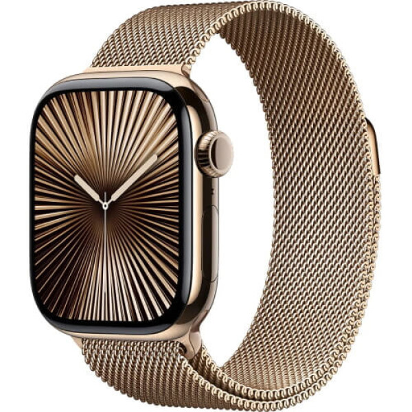 Apple Watch Series 10 46mm Gold Titanium with Gold Milanese Loop M/L (MX003)