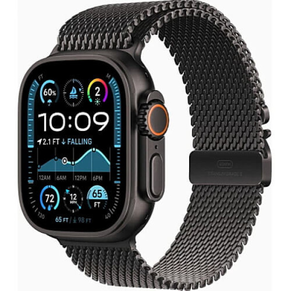 Apple Watch Ultra 2 Black Titanium with Black Titanium Milanese Loop Medium (MX5U3)
