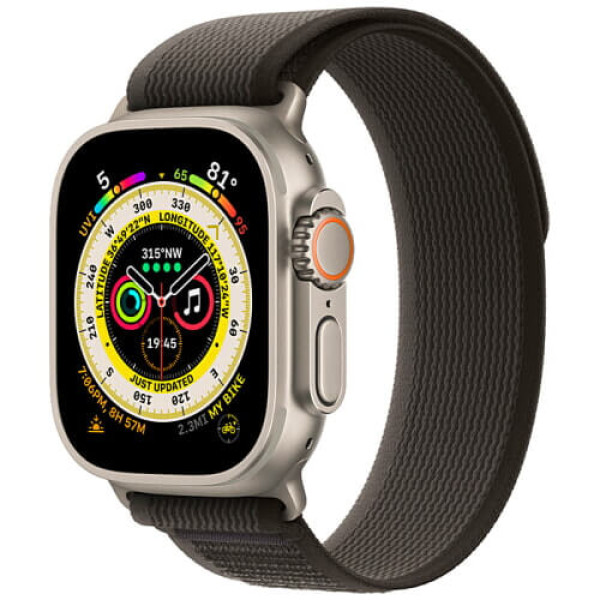Apple Watch Ultra Titanium with Black/Gray Trail Loop M/L (MQF53/MQFX3)
