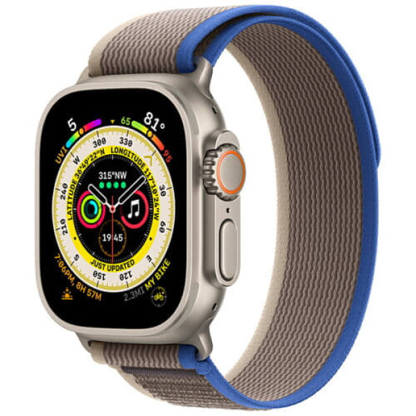 Apple Watch Ultra Titanium with Blue/Gray Trail Loop M/L (MQF33/MQEJ3)