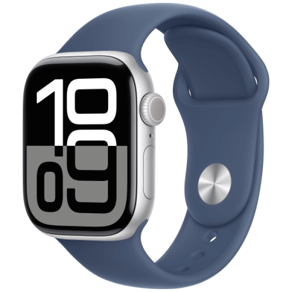 Apple WATCH Series 10 GPS + Cellular 42mm Silver Aluminium Case with Denim Sport Band S/M (MWX33)