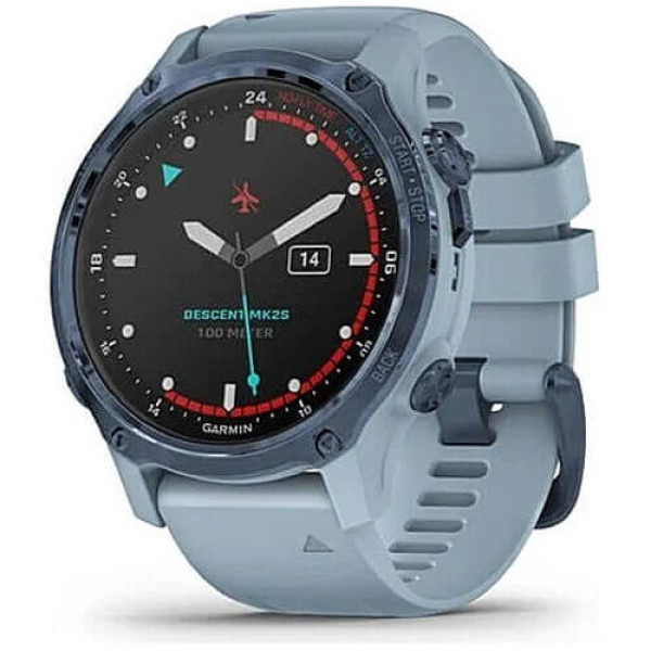 Спортивний годинник Garmin Descent Mk2S Mineral Blue with Sea Foam Silicone Band (010-02403-07) (1 рік гарантії)
