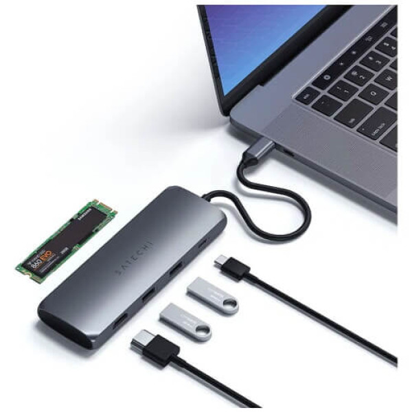 Адаптер Satechi Aluminum Type-C Hybrid Multiport Adapter Space Gray (ST-UCHSEM)
