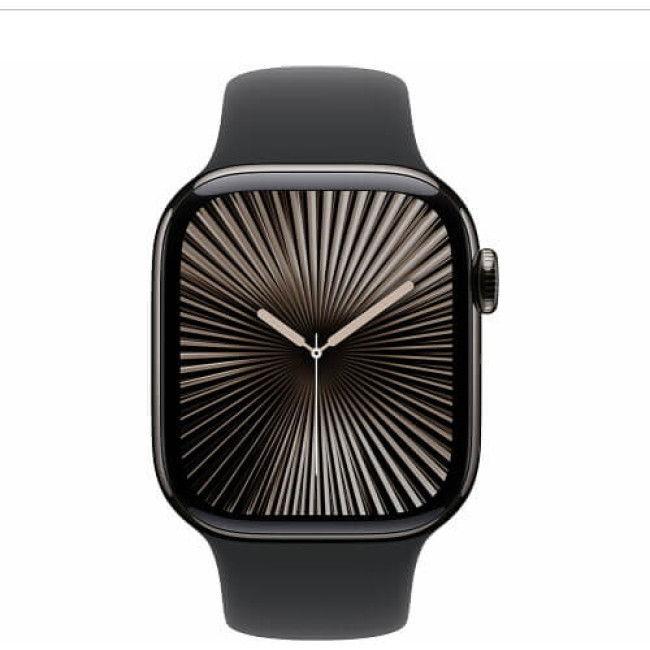 Apple Watch Series 10 46mm Slate Titanium with Black Sport Band S/M (MWYD3)