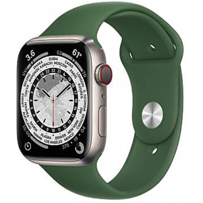 Apple WATCH Series 7 45mm GPS + Cellular Silver Titanium Case with Clover Sport Band (ML8W3+MKUNA3)