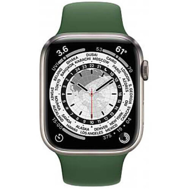 Apple WATCH Series 7 45mm GPS + Cellular Silver Titanium Case with Clover Sport Band (ML8W3+MKUNA3)