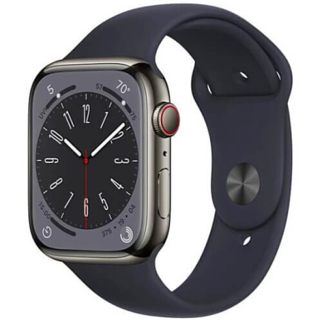 Apple Watch Series 8 45mm Graphite Stainless Steel with Midnight Sport Band (MNKU3)