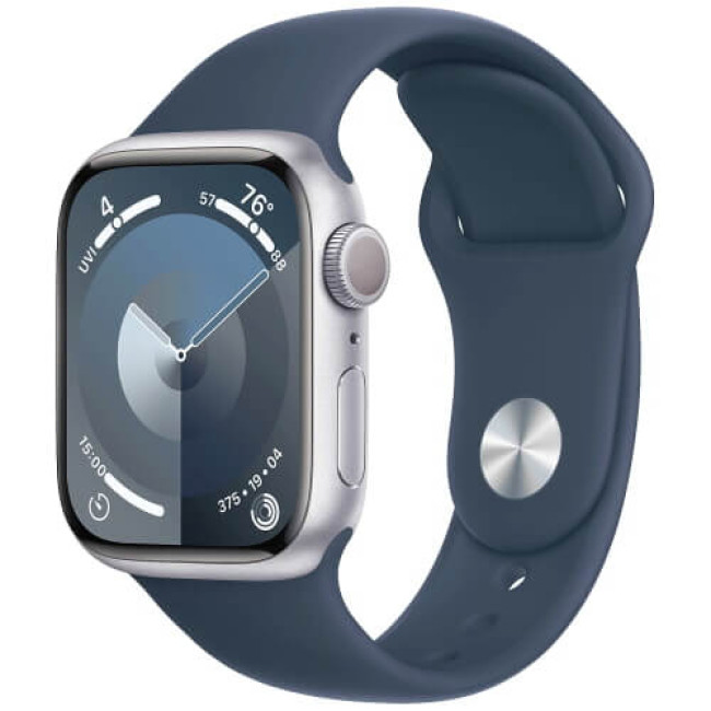 Apple Watch Series 9 41mm Silver Aluminium with Storm Blue Sport Band M/L (MR913)