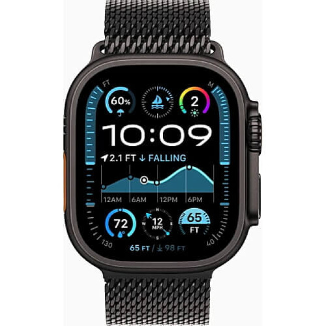 Apple Watch Ultra 2 Black Titanium with Black Titanium Milanese Loop Medium (MX5U3)