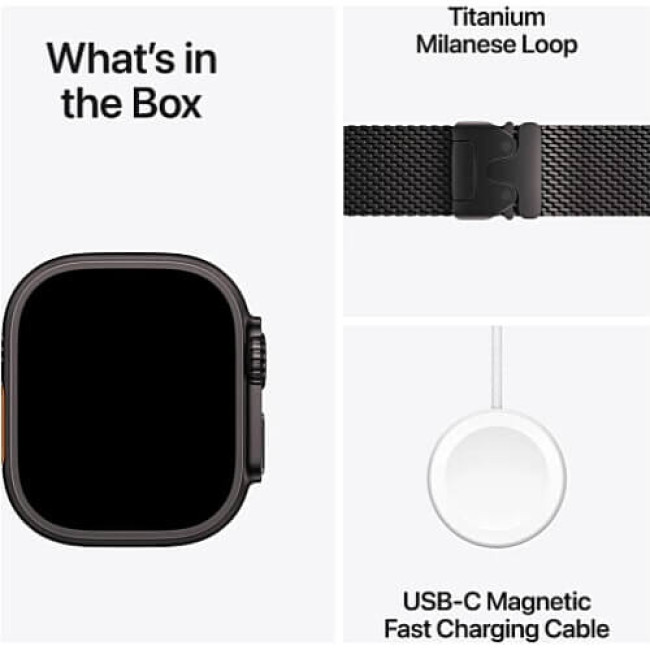 Apple Watch Ultra 2 Black Titanium with Black Titanium Milanese Loop Medium (MX5U3)