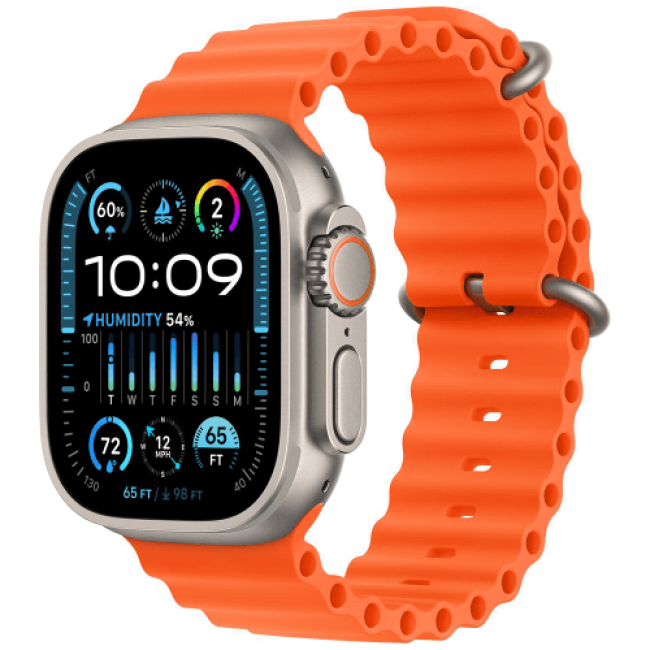 Apple Watch Ultra 2 Titanium with Orange Ocean Band (MREH3)