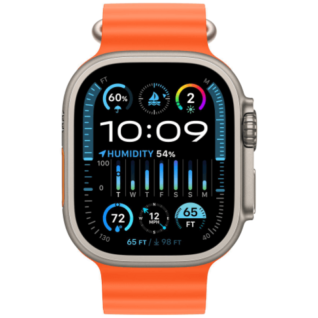 Apple Watch Ultra 2 Titanium with Orange Ocean Band (MREH3)