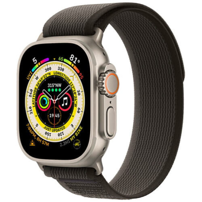 Apple Watch Ultra Titanium with Black/Gray Trail Loop M/L (MQF53/MQFX3)