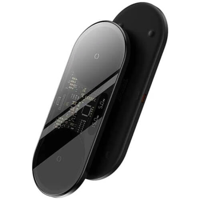Бездротове ЗУ Baseus Digital LED Display 2-in-1 Wireless Charger Universal Version 20W Black (WXSX010101)