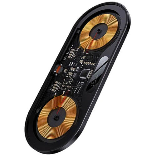 Бездротове ЗУ Baseus Digital LED Display 2-in-1 Wireless Charger Universal Version 20W Black (WXSX010101)