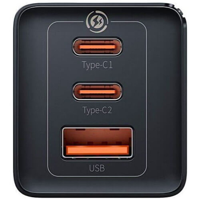 Зарядний пристрій Baseus GaN5 Pro Fast Charger 2C+U 65W Black w/Type-C to Type-C (CCGP120201)