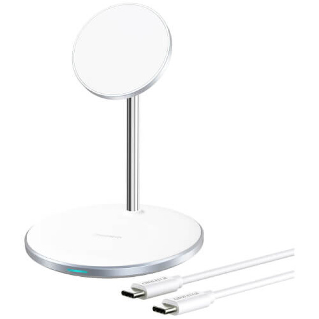 Бездротове ЗУ Choetech Magnetic 2 in 1 magnetic Wireless Charging Stand White (T581-F)