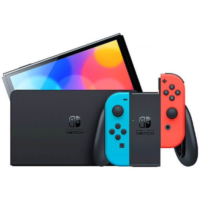 Ігрова приставка Nintendo Switch OLED with Neon Blue and Neon Red Joy-Con