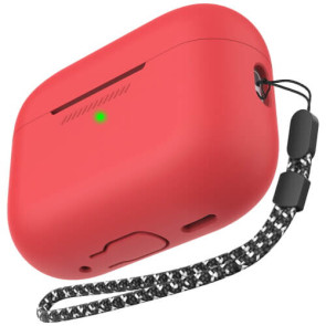 Чохол AhaStyle Silicone Case для AirPods Pro 2 with strap Red (X003E41MYX)