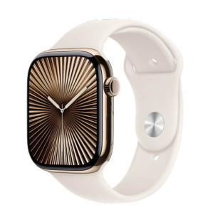 Apple Watch Series 10 42mm Gold Titanium Case з Starlight Sport Band M/L (MX073)