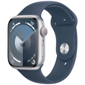 Apple Watch Series 9 45mm Silver Aluminium with Storm Blue Sport Band S/M (MR9D3)