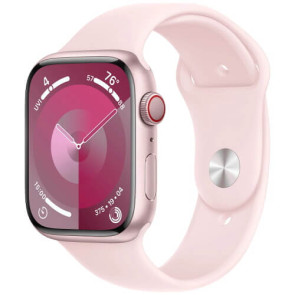 Apple Watch Series 9 45mm GPS + Cellular Pink Aluminium with Light Pink Sport Band S/M (MRMK3)