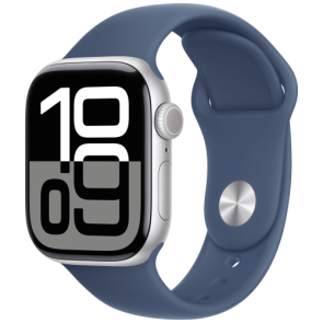 Apple WATCH Series 10 GPS + Cellular 42mm Silver Aluminium Case with Denim Sport Band S/M (MWX33)