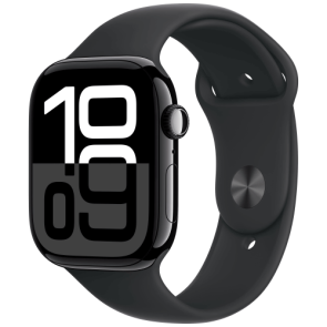 Apple Watch Series 10 42mm Jet Black Aluminium with Black Sport Band M/L (MWWF3)