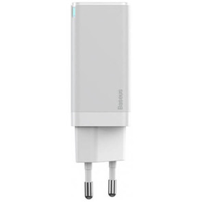 Зарядний пристрій Baseus GaN2 Lite Quick Charger C+U 65W EU White (CCGAN2L-B02)