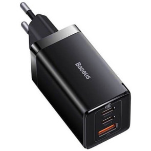 Зарядний пристрій Baseus GaN5 Pro Fast Charger 2C+U 65W Black w/Type-C to Type-C (CCGP120201)