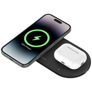 Бездротове ЗУ Belkin BoostCharge Pro 2in1 Magnetic Pad with Qi2 15W Black (WIZ021VFBK)