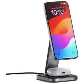 Бездротове ЗУ Satechi 2-in-1 Foldable Qi2 Wireless Charging Stand Space Gray (ST-Q21FM)