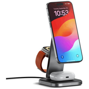 Бездротове ЗУ Satechi 3-in-1 Foldable Qi2 Wireless Charging Stand Space Gray (ST-Q31FM-EA)