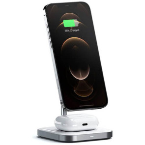 Бездротове ЗУ Satechi Aluminum 2 in 1 Magnetic Wireless Charging Stand Space Grey (ST-WMCS2M)
