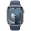 Apple Watch Series 9 45mm Silver Aluminium with Storm Blue Sport Band S/M (MR9D3)