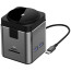 Бездротове ЗУ WIWU Cube Hub Wireless Charger 9in1 USB-C to3xUSB3.0+HDMI+RJ45+SD/MicroSDPD 100W Grey (Wi-W025)