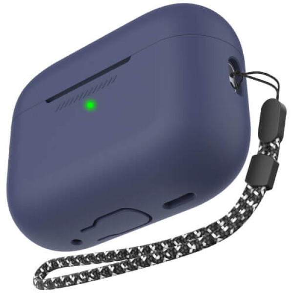 Чехол AhaStyle Silicone Case для AirPods Pro 2 with strap Midnight Blue (X003E41MYN)