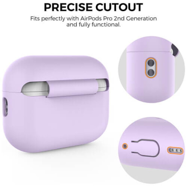 Чехол AhaStyle Silicone Case для AirPods Pro 2 with strap Lavender (X003E43NBX)
