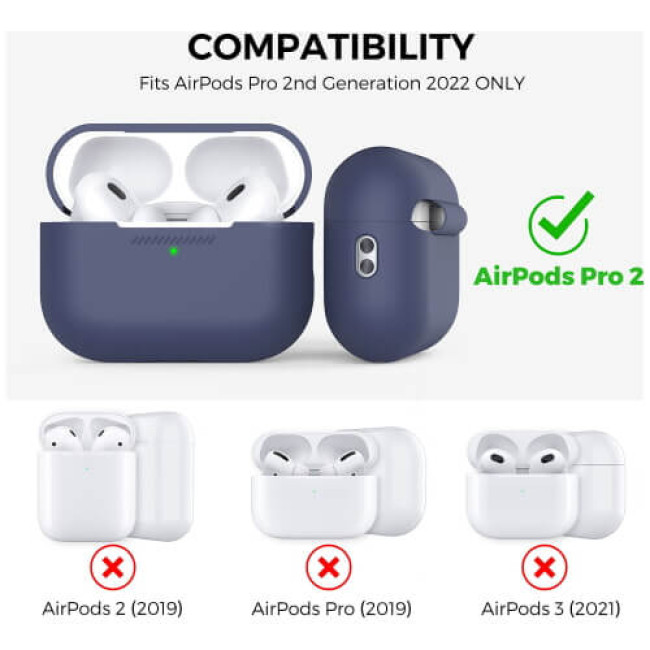 Чехол AhaStyle Silicone Case для AirPods Pro 2 with strap Midnight Blue (X003E41MYN)