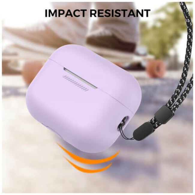 Чехол AhaStyle Silicone Case для AirPods Pro 2 with strap Lavender (X003E43NBX)