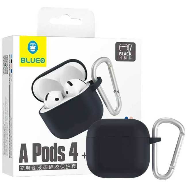 Чехол Blueo для AirPods 4 [B44] Liquid Silicone Series (Black)
