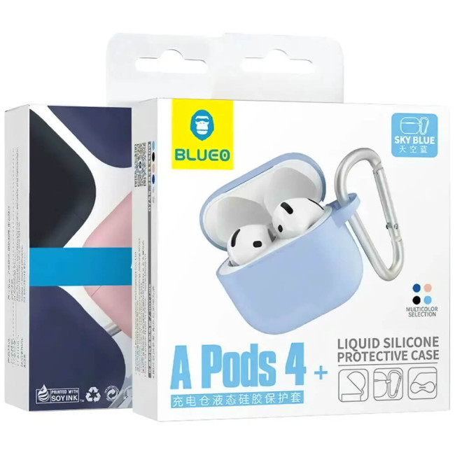 Чехол Blueo для AirPods 4 [B44] Liquid Silicone Series (Sky Blue)