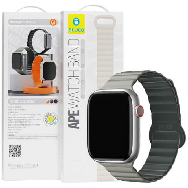 Ремешок для Apple Watch 42/44/45/49mm Blueo Magnetic Silicone Watch Band Grey (BL005GRY)