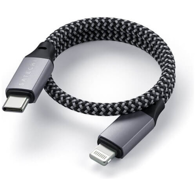 Кабель Satechi USB-C/Lightning Cable Space Gray (25 cm) (ST-TCL10M)