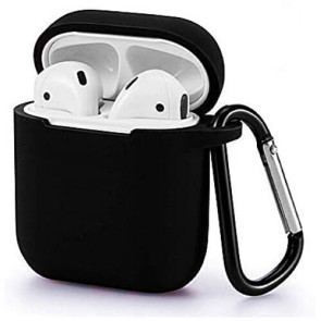 Чехол Blueo Liquid Silicon+Metal Hook Case для AirPods Black