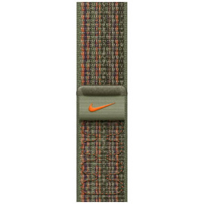 Ремешок Apple Watch 45/49/44/42mm Sequoia/Orange Nike Sport Loop (MTL63)