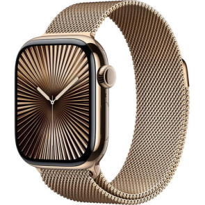 Apple Watch Series 10 46mm Gold Titanium with with Gold Milanese Loop S/M (MC7T4)