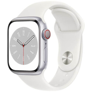 Apple Watch Series 8 45mm LTE Silver Aluminum with White Sport Band (MP4J3)