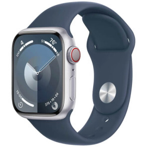 Apple Watch Series 9 41mm GPS + Cellular Silver Aluminium with Storm Blue Sport Band M/L (MRHW3)