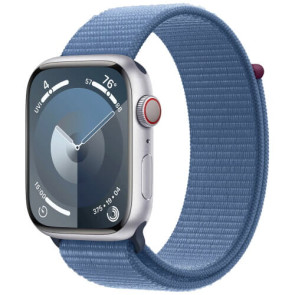 Apple Watch Series 9 GPS + Cellular 41mm Silver Aluminum with Winter Blue Sport Loop (MRHX3)